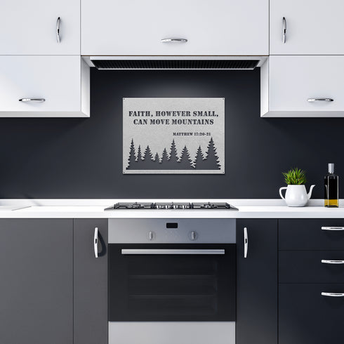 #131 - Matthew 17:20–21 Metal Sign “Faith, However Small, Can Move Mountains”