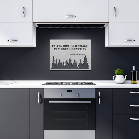 #131 - Matthew 17:20–21 Metal Sign “Faith, However Small, Can Move Mountains”