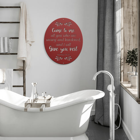 #135 Matthew 11:28 Oval Metal Sign "Come to Me"