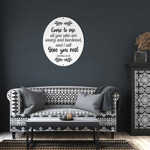 #135 Matthew 11:28 Oval Metal Sign "Come to Me"