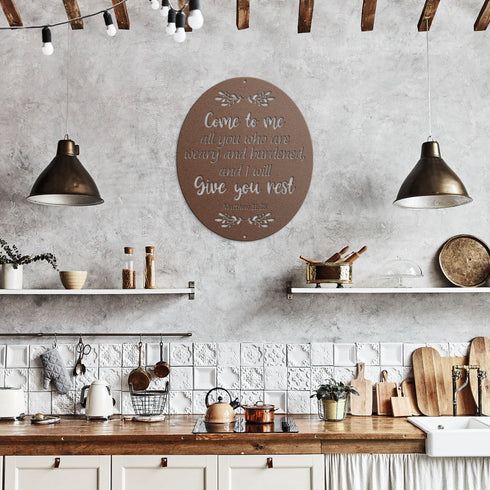 #135 Matthew 11:28 Oval Metal Sign "Come to Me"