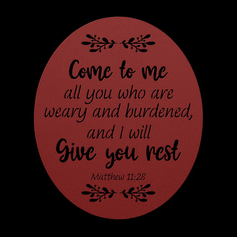 #135 Matthew 11:28 Oval Metal Sign "Come to Me"