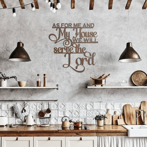 #139 As For Me and My House Joshua 24:15 Cursive Metal Sign