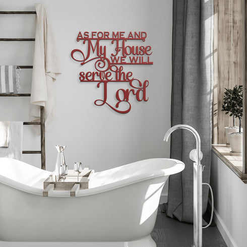 #139 As For Me and My House Joshua 24:15 Cursive Metal Sign