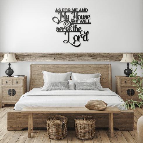 #139 As For Me and My House Joshua 24:15 Cursive Metal Sign