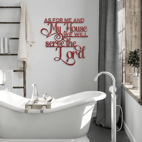 #139 As For Me and My House Joshua 24:15 Cursive Metal Sign