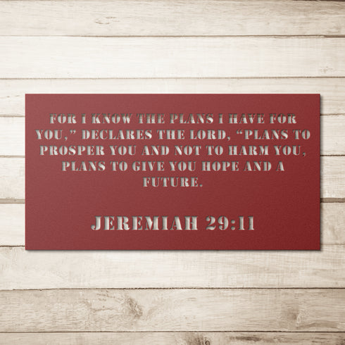 #142 - Jeremiah 29:11 Block Letters Rectangle Metal Wall Art