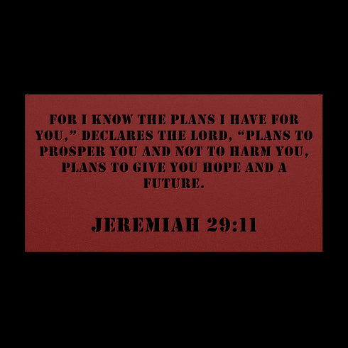 #142 - Jeremiah 29:11 Block Letters Rectangle Metal Wall Art