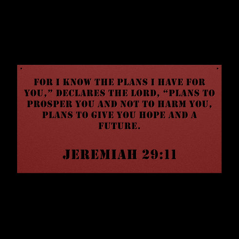 #142 - Jeremiah 29:11 Block Letters Rectangle Metal Wall Art