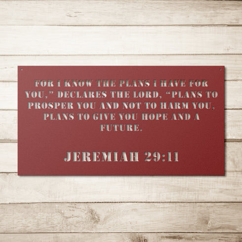 #142 - Jeremiah 29:11 Block Letters Rectangle Metal Wall Art