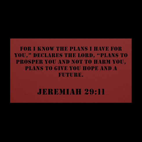 #142 - Jeremiah 29:11 Block Letters Rectangle Metal Wall Art