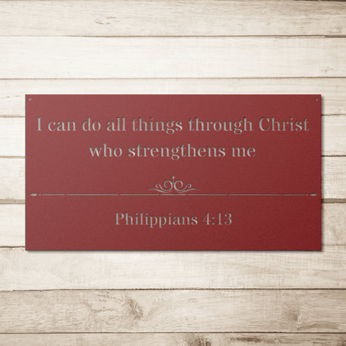 #143 - Philippians 4:13 Block letters Rectangle Metal Wall Art