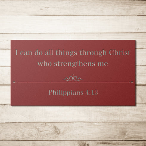 #143 - Philippians 4:13 Block letters Rectangle Metal Wall Art