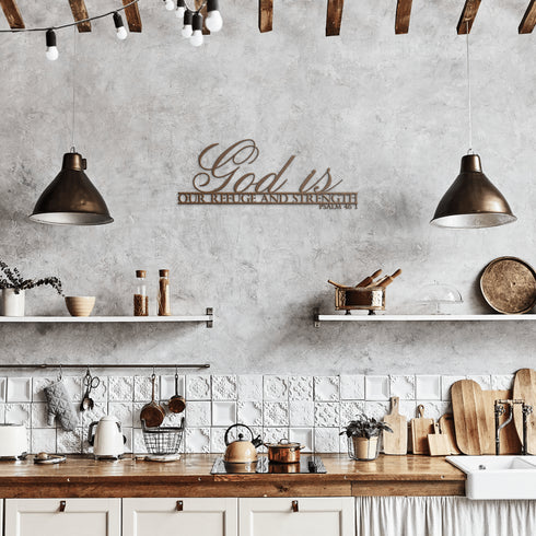 #145 - Psalm 46:1 “God is our refuge and strength” metal wall art