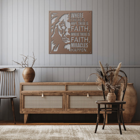 #161 - Lion Where There is Faith Metal Wall Art