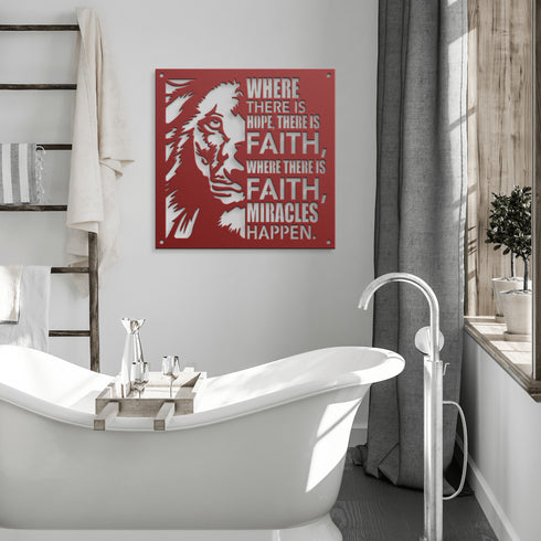 #161 - Lion Where There is Faith Metal Wall Art