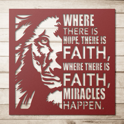#161 - Lion Where There is Faith Metal Wall Art