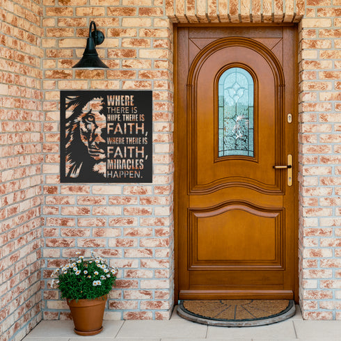 #161 - Lion Where There is Faith Metal Wall Art