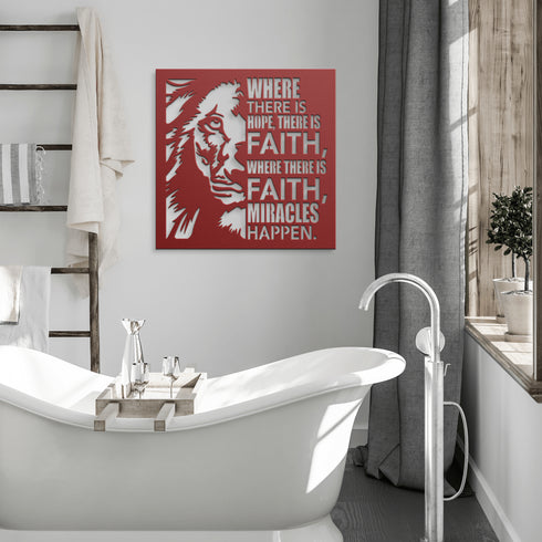 #161 - Lion Where There is Faith Metal Wall Art