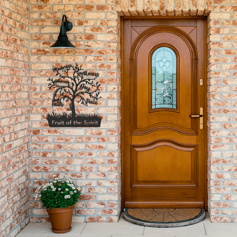 #163 - Fruit of the Spirit tree-shaped metal wall art