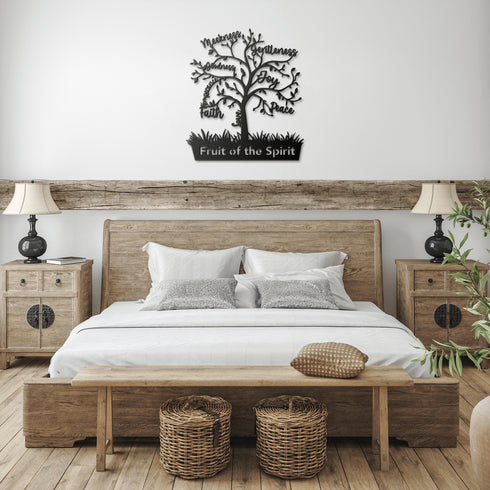 #163 - Fruit of the Spirit tree-shaped metal wall art
