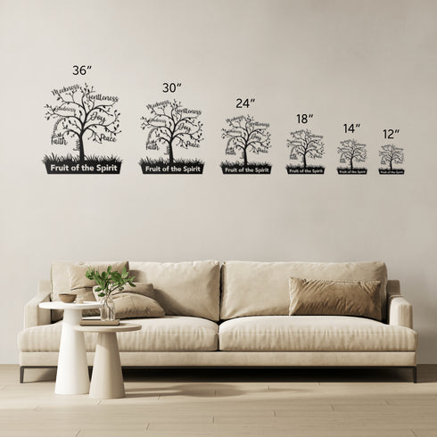 #163 - Fruit of the Spirit tree-shaped metal wall art