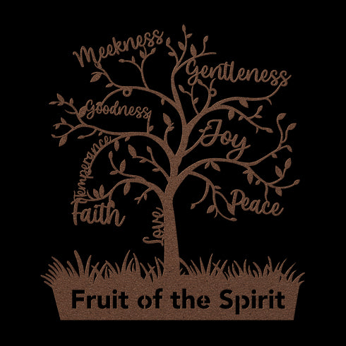 #163 - Fruit of the Spirit tree-shaped metal wall art