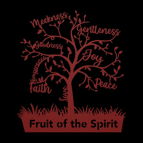 #163 - Fruit of the Spirit tree-shaped metal wall art