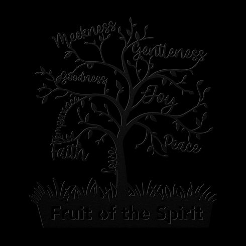 #163 - Fruit of the Spirit tree-shaped metal wall art