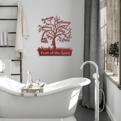#163 - Fruit of the Spirit tree-shaped metal wall art