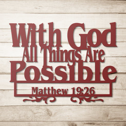 #169 - Matthew 19:26 Bible Verse Metal Wall Art