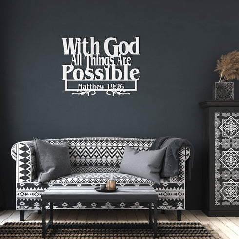 #169 - Matthew 19:26 Bible Verse Metal Wall Art