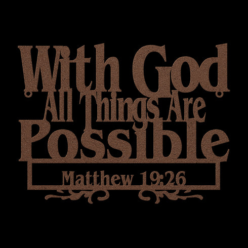 #169 - Matthew 19:26 Bible Verse Metal Wall Art