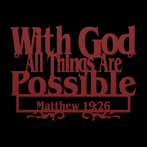 #169 - Matthew 19:26 Bible Verse Metal Wall Art