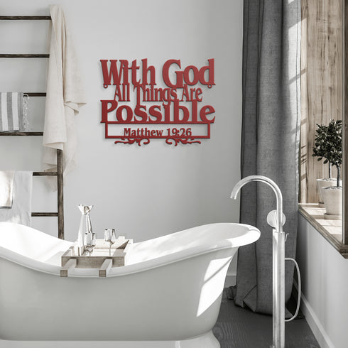 #169 - Matthew 19:26 Bible Verse Metal Wall Art