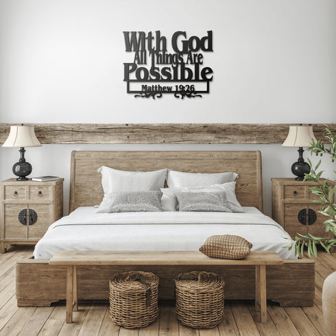 #169 - Matthew 19:26 Bible Verse Metal Wall Art
