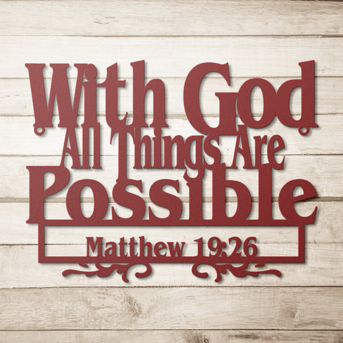 #169 - Matthew 19:26 Bible Verse Metal Wall Art