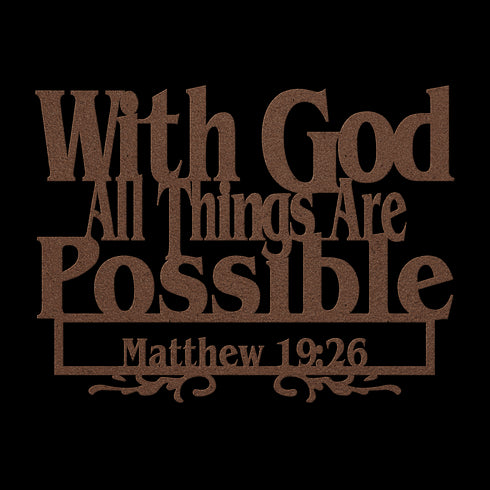 #169 - Matthew 19:26 Bible Verse Metal Wall Art