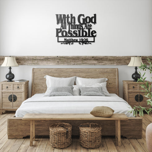 #169 - Matthew 19:26 Bible Verse Metal Wall Art