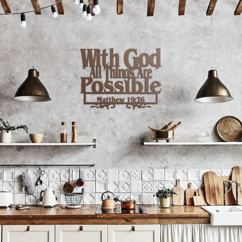 #169 - Matthew 19:26 Bible Verse Metal Wall Art