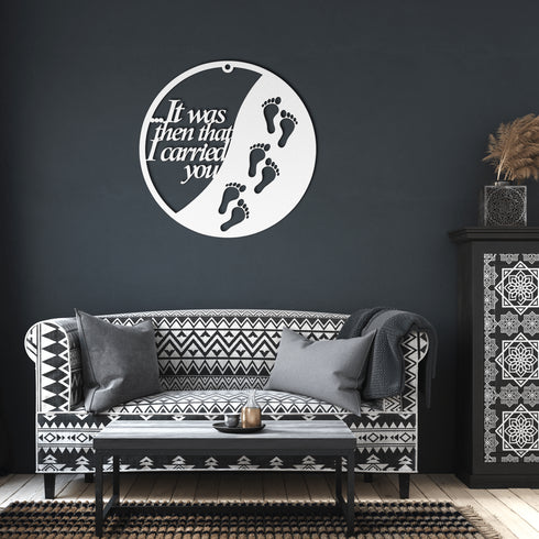 #173 - Footprints in the Sand Round Metal Wall Art