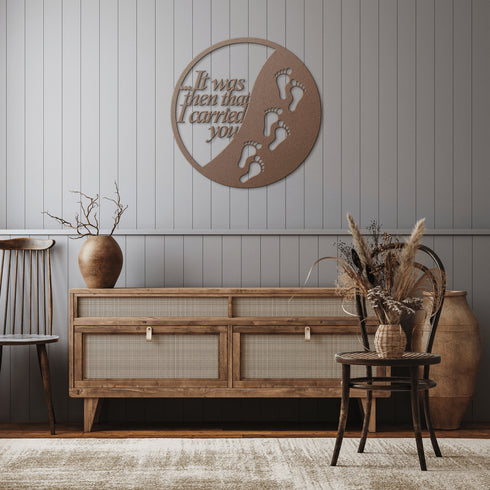#173 - Footprints in the Sand Round Metal Wall Art