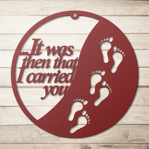 #173 - Footprints in the Sand Round Metal Wall Art