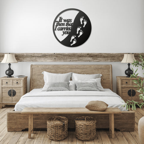 #173 - Footprints in the Sand Round Metal Wall Art