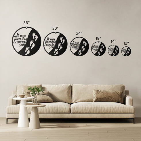 #173 - Footprints in the Sand Round Metal Wall Art