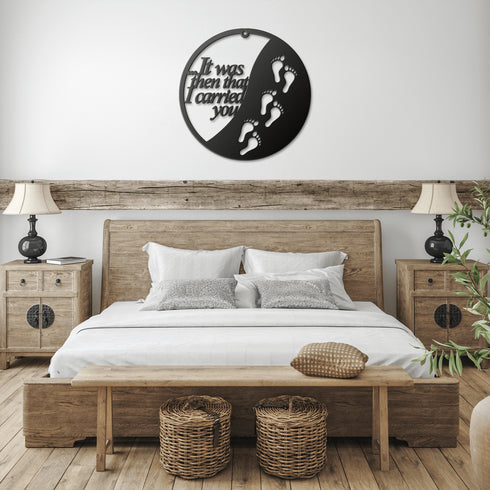 #173 - Footprints in the Sand Round Metal Wall Art