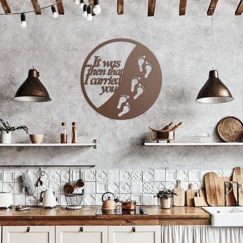 #173 - Footprints in the Sand Round Metal Wall Art