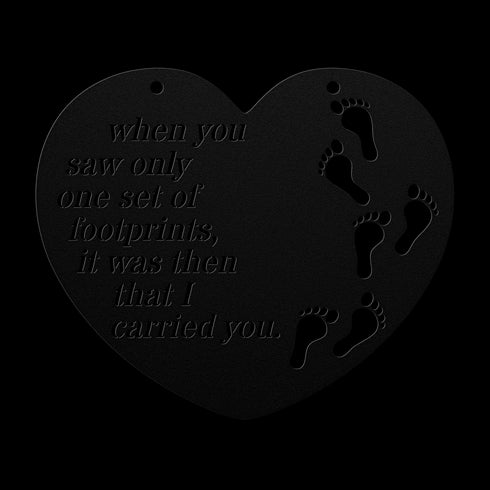 #174 - Footprints in the Sand Heart Shaped Metal Wall Art