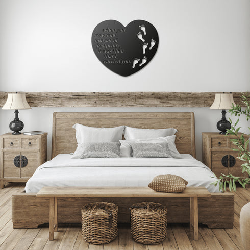 #174 - Footprints in the Sand Heart Shaped Metal Wall Art