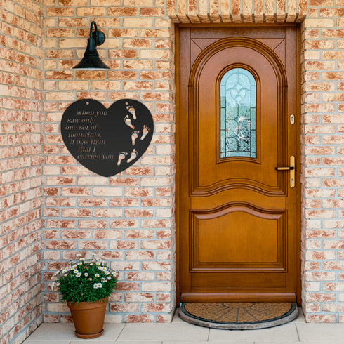 #174 - Footprints in the Sand Heart Shaped Metal Wall Art